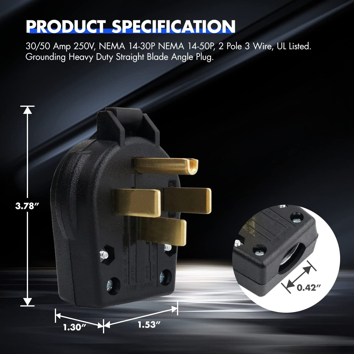 (High Power Plug + Surface Mount Power Receptacle) 30A 50A 125/250V,14-50R