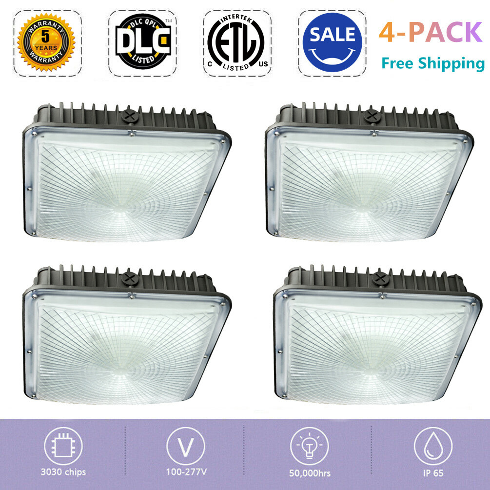 70W LED Canopy Light Commerical Outdoor Gas Station Square LED Lights IP65 4Pack