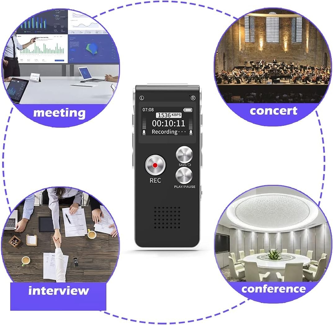 High-Quality Digital Voice Recorder – 1536kbps with Voice Activation & Playback