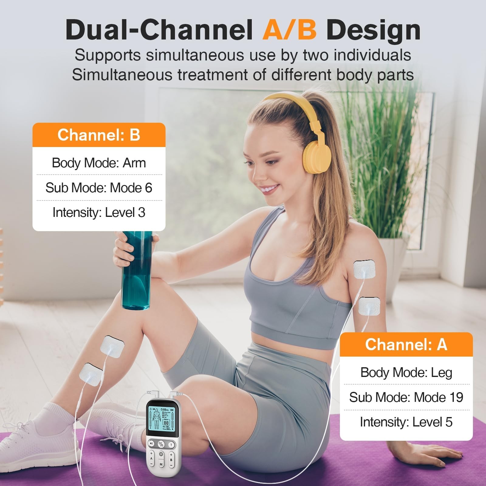 NURSAL TENS Unit Muscle Stimulator for Pain Relief Therapy, 3-in-1 Dual Chann…