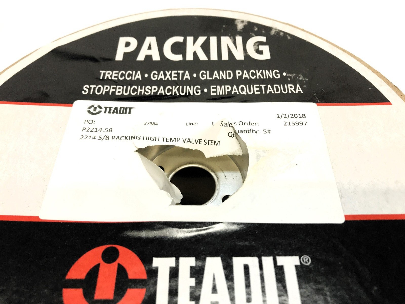 Teadit 5 Pounds of 5/8 Packing High Temp Valve Stem 2214 NOS