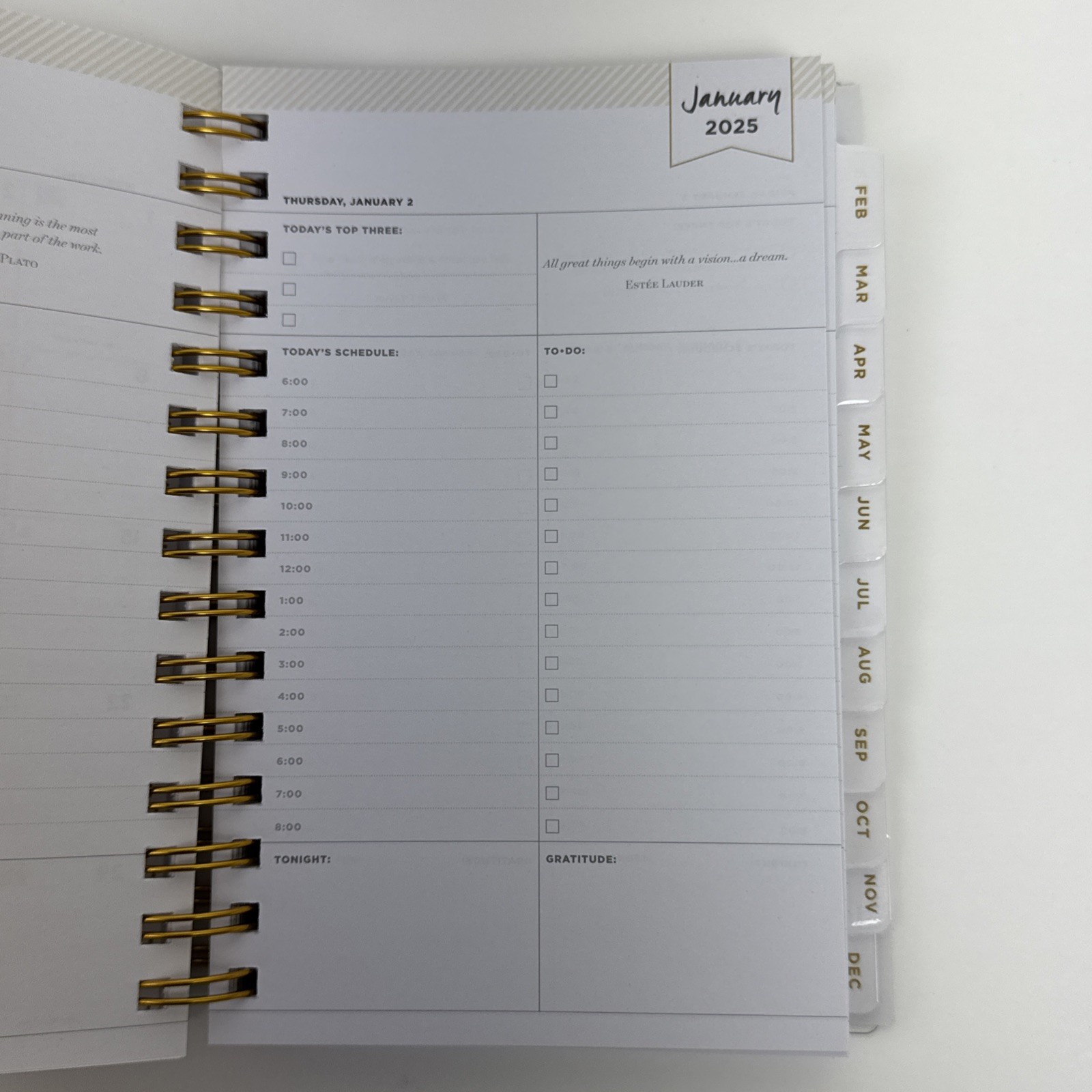 Day Designer 2025 Daily/Monthly Planner 8.15″x6.38″ Wirebound Rugby Stripe Mint