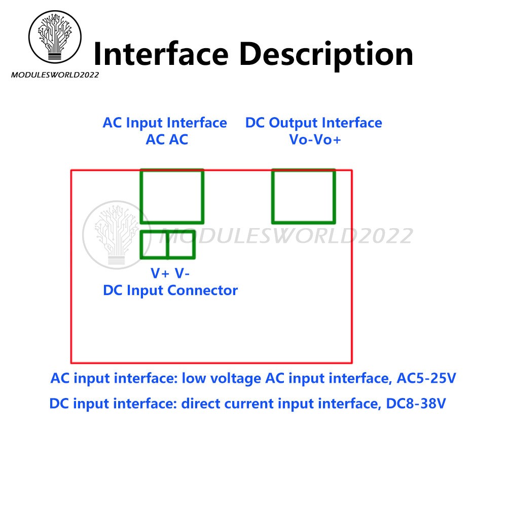 AC 5-25V/DC 8-38V To DC 3.3-32V Buck Power Module Adjustable Voltage Regulator