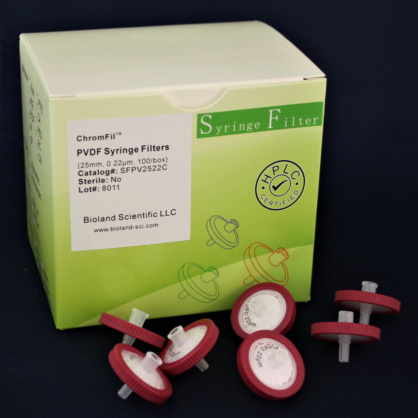 25mm PVDF Syringe Filter (0.22/0.45 um Pore Sizes, Non-sterile, 50/100 pieces)