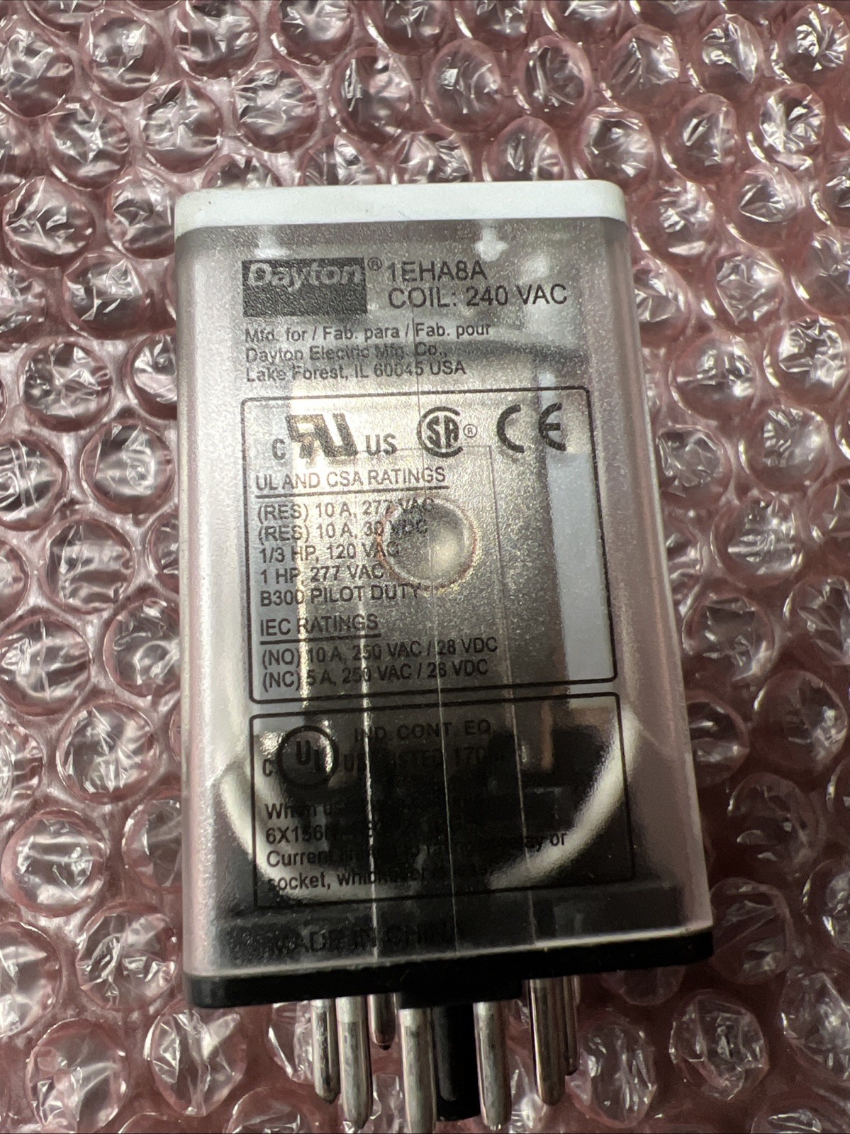 NEW IN BOX Dayton 1EHA8A Relay 3PDT Octal 10A 240VAC