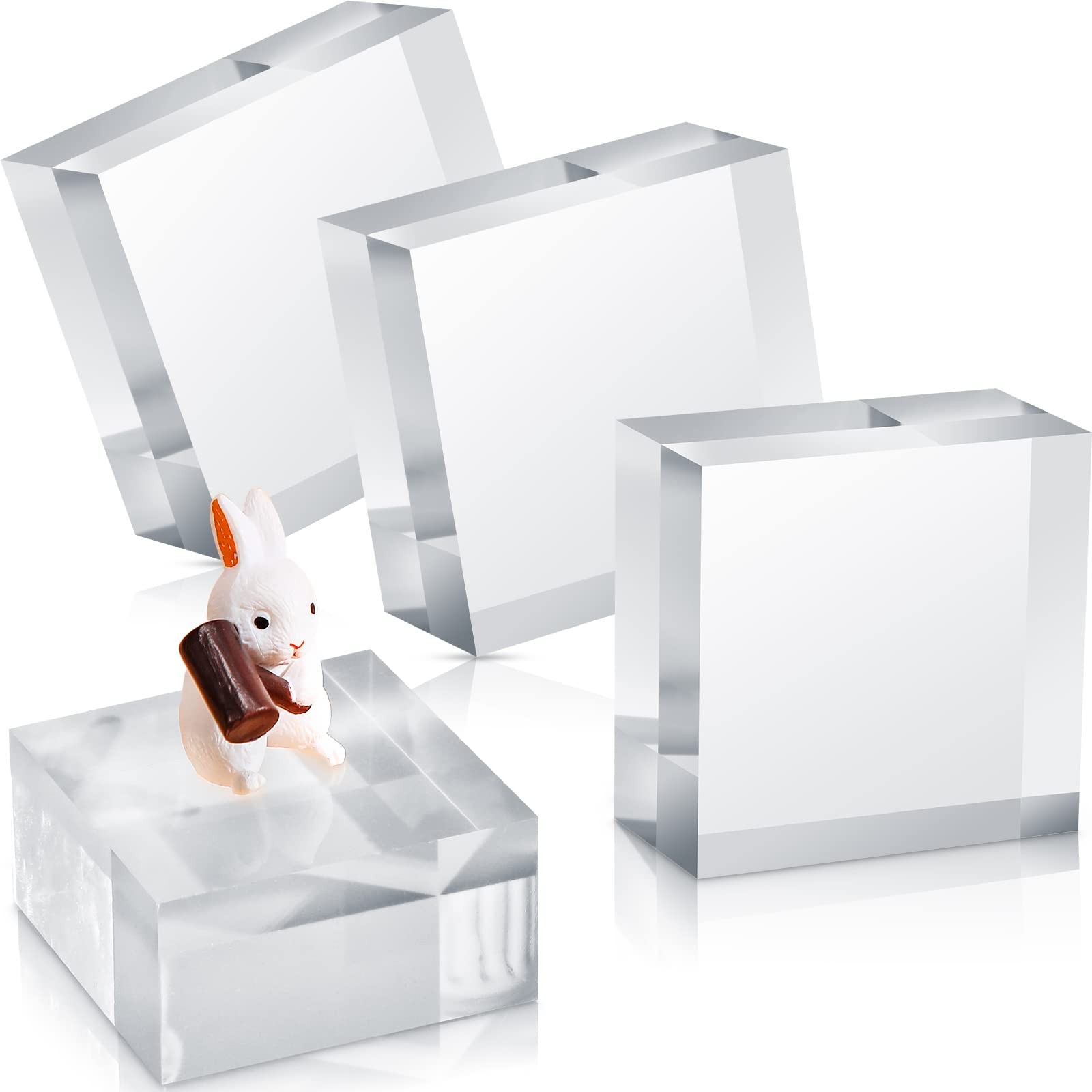 Vicenpal 4 Pieces Acrylic Square Display Block 2 x 1 Inches Clear clear