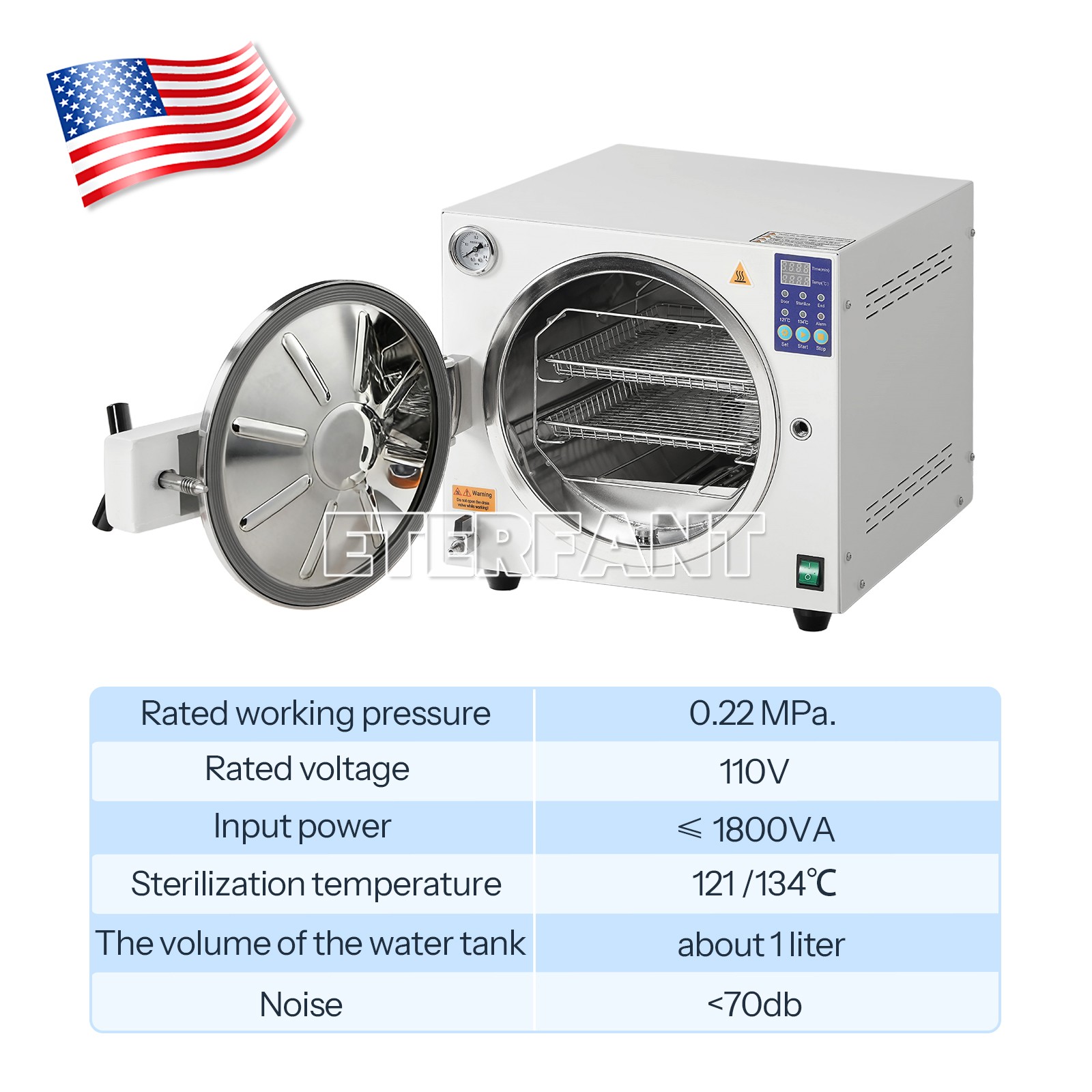 ETERFANT 18L Dental Autoclave Steam Sterilizer Medical Sterilization US