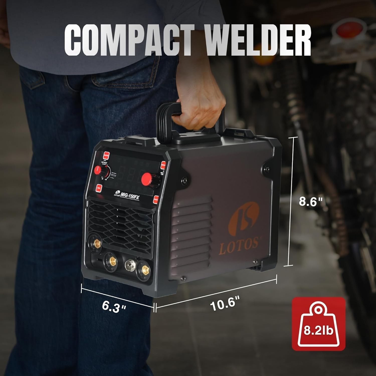 MIG150FX 150A MIG Welder, 3-in-1 Synergic MIG Flux Core/MMA/TIG, 120V Por