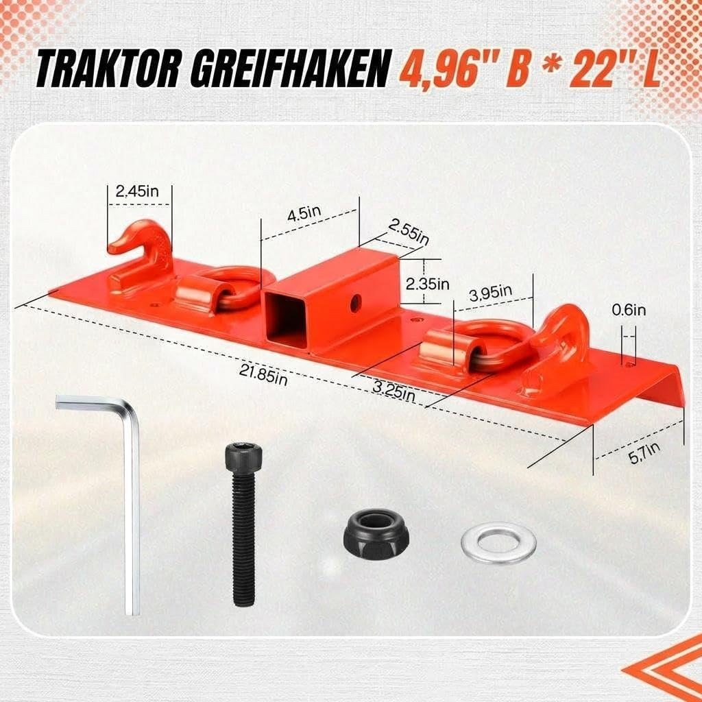 🔥Garvee Heavy Duty Bolt-on Tractor Grab Hooks with 2″ Receiver, Loader Bucket H