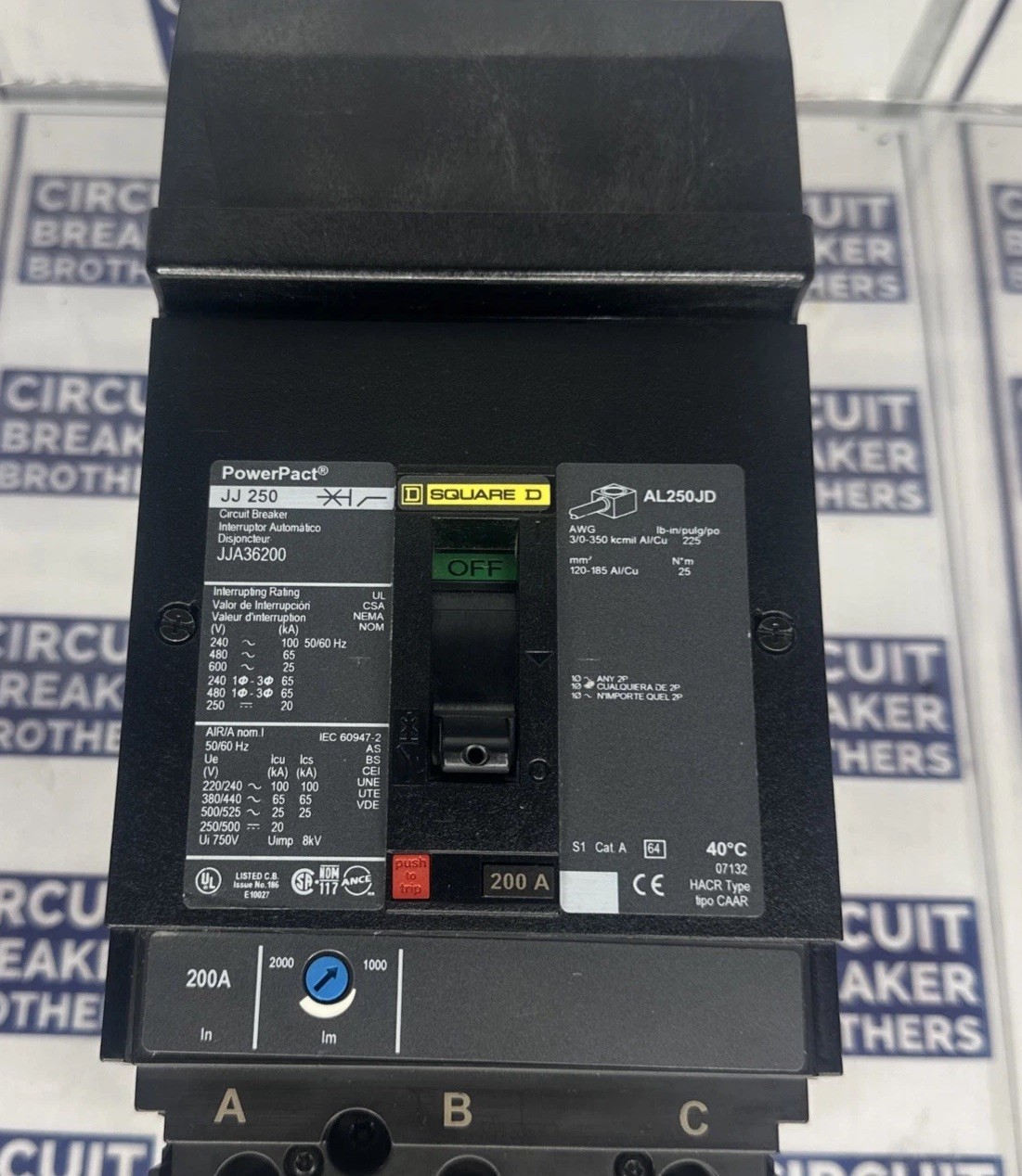 Square D JJA36200 200 Amp 600V 3 Pole Circuit Breaker-Warranty Ship Same Day