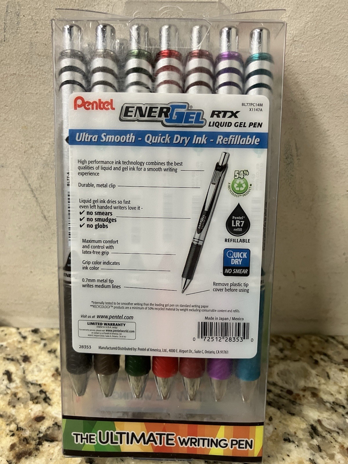 14 🔥Pentel EnerGel RTX Retractable Liquid Gel Pen 0.7mm Medium Assorted Colors