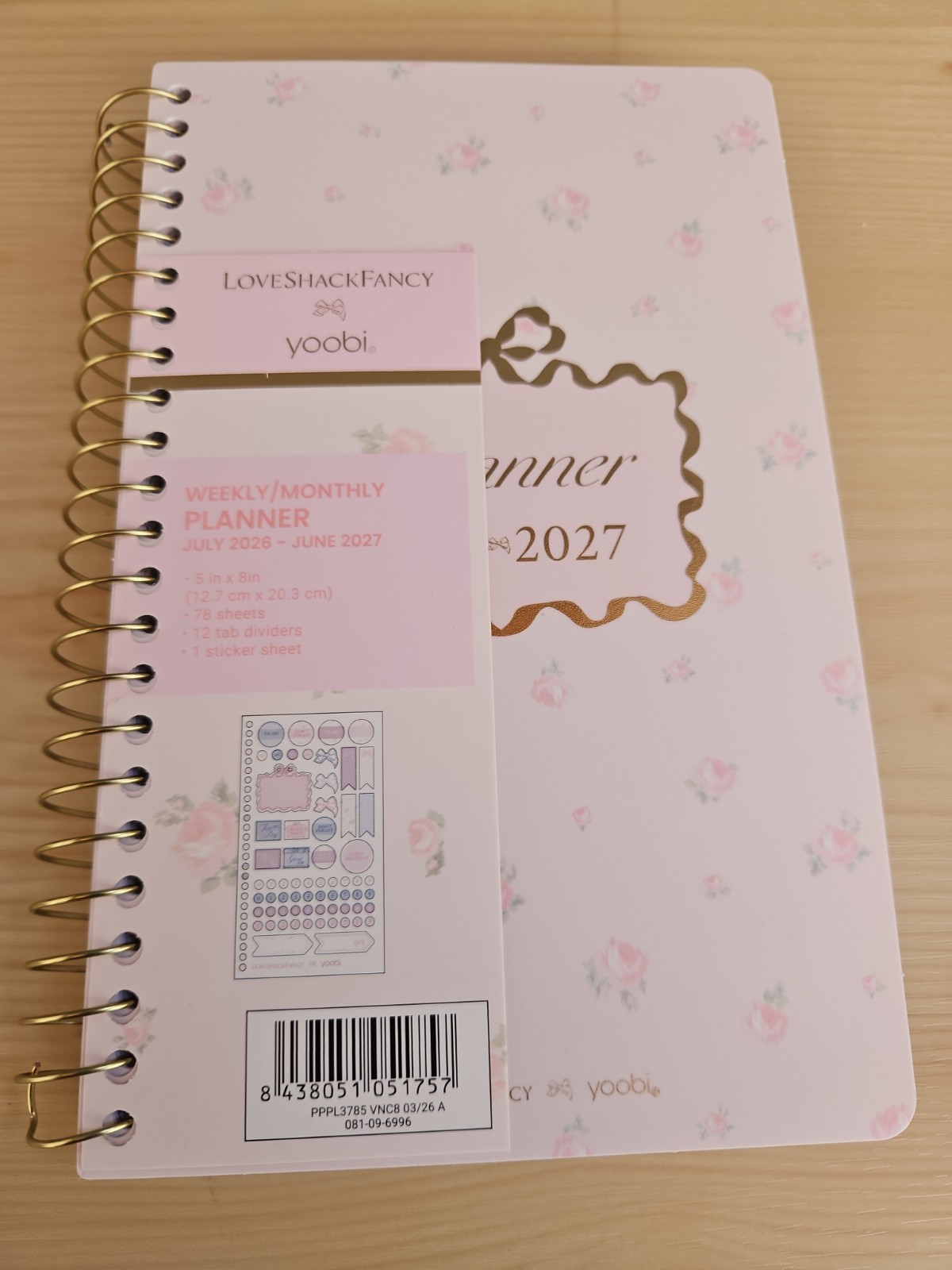LoveShackFancy x Target – Yoobi Monthly & Weekly Planner 5″x 8″ With Bow Pen