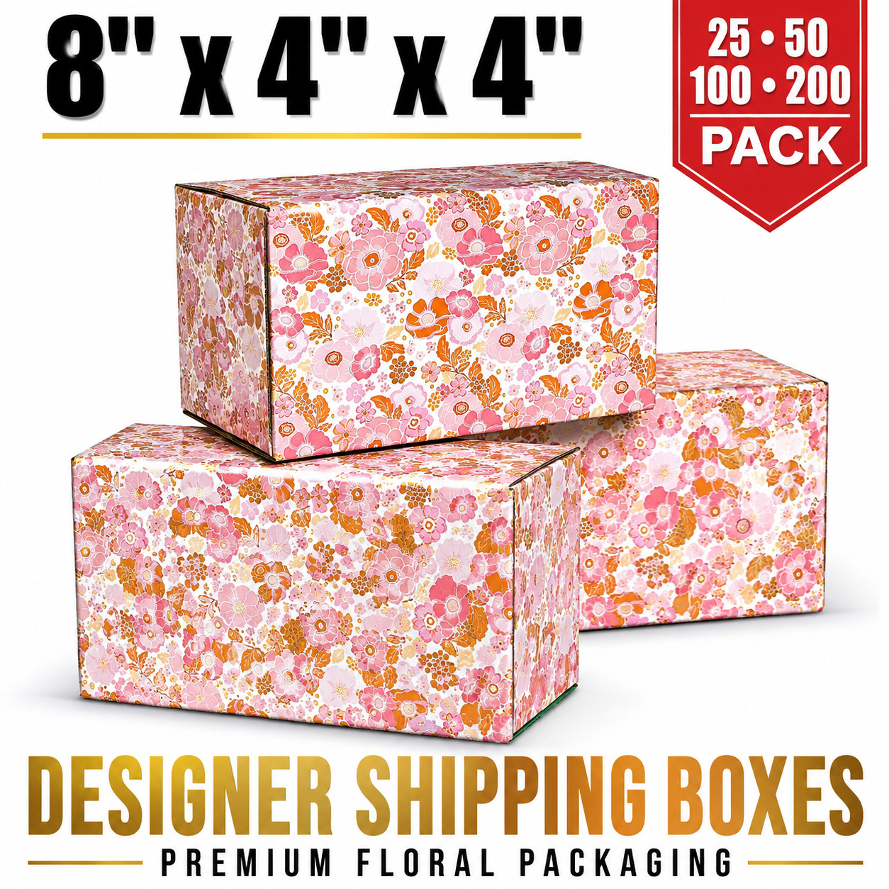 8x4x4 Fall Floral Shipping Boxes Designer Gift Mailer Packaging 32 ECT