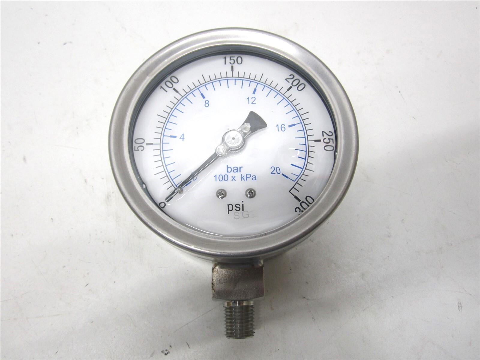 (116AL35300) 4″ Dial, 300 psi, 1/4″ Thread, NPT Stainless Steel Pressure Gauge