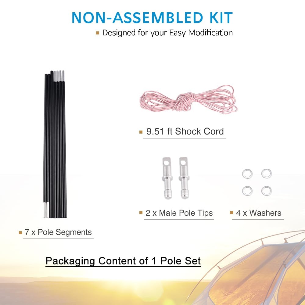 Aluminum Tent Poles Replacement Lightweight Repair Kit 7001 T6 Heated Alloy