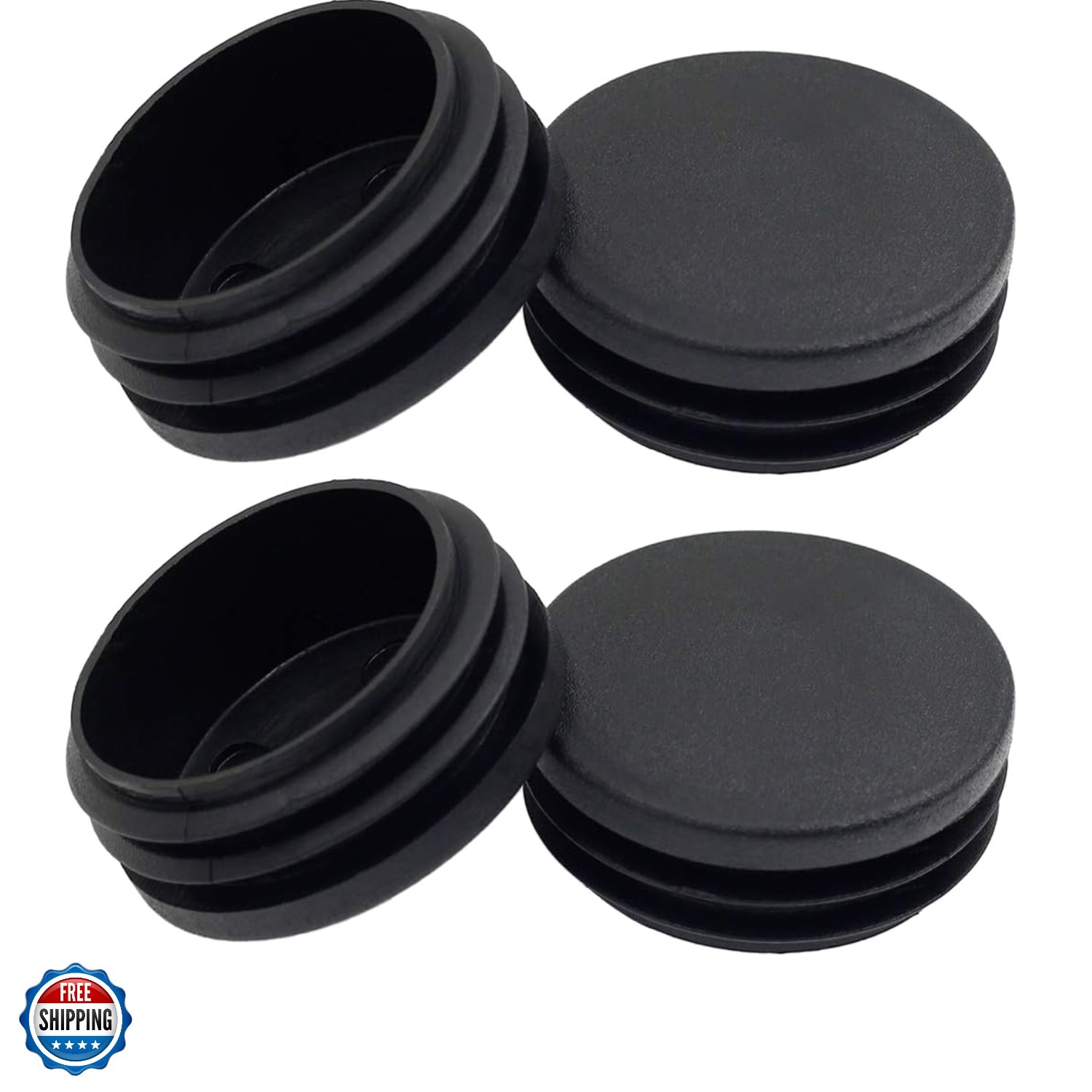 4PCS 45mm 1 3/4 Inch Round Plastic Plug, Round Black Plastic End Cap, Pipe Tu…
