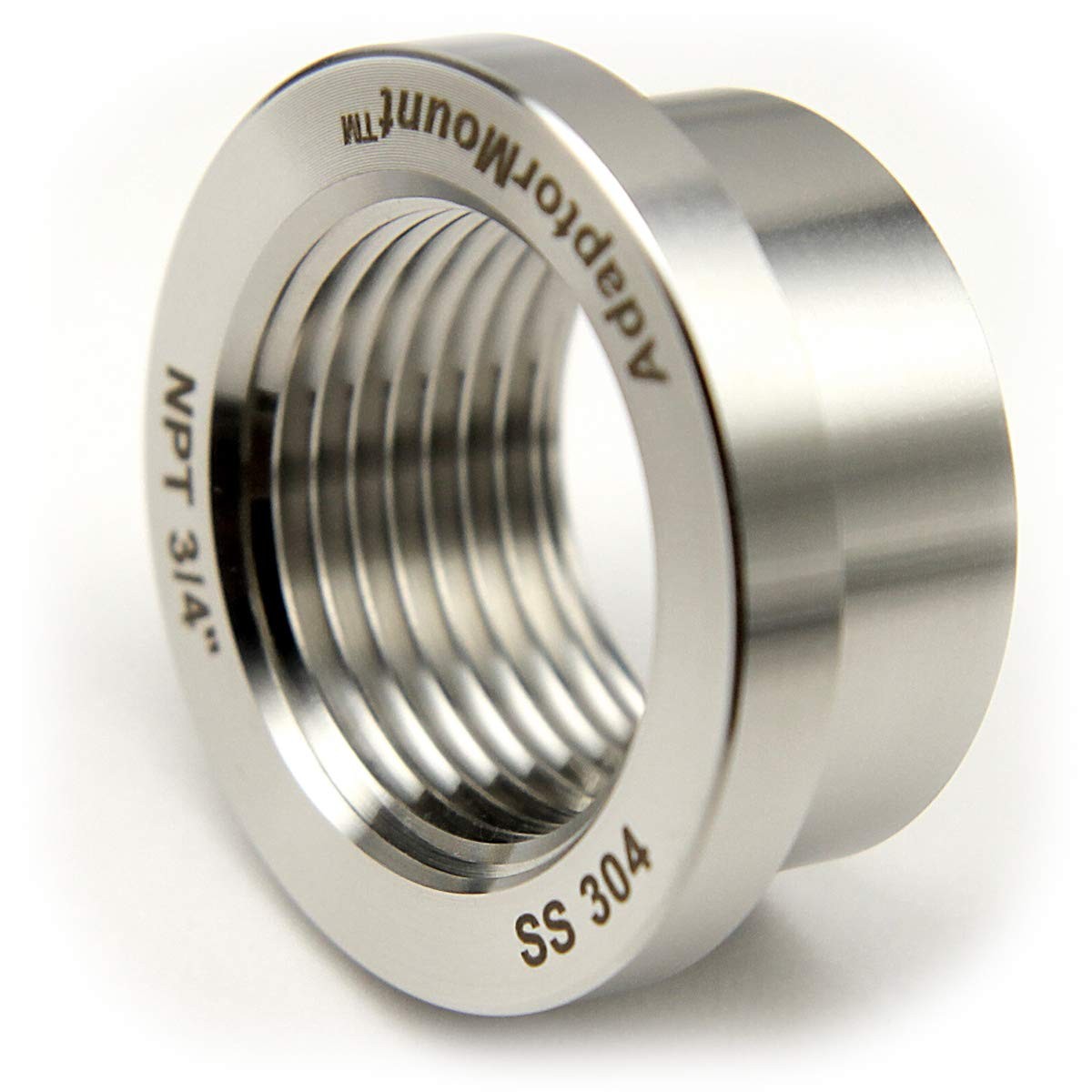 3/4” NPT Female Weld Bung – 304 Stainless Steel Stepped 3/4″, Clear