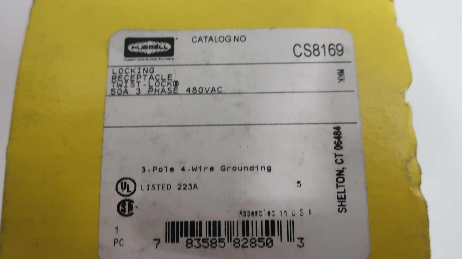 Hubbell CS8169 Locking Receptacle 4w 3p 480v-ac 50a
