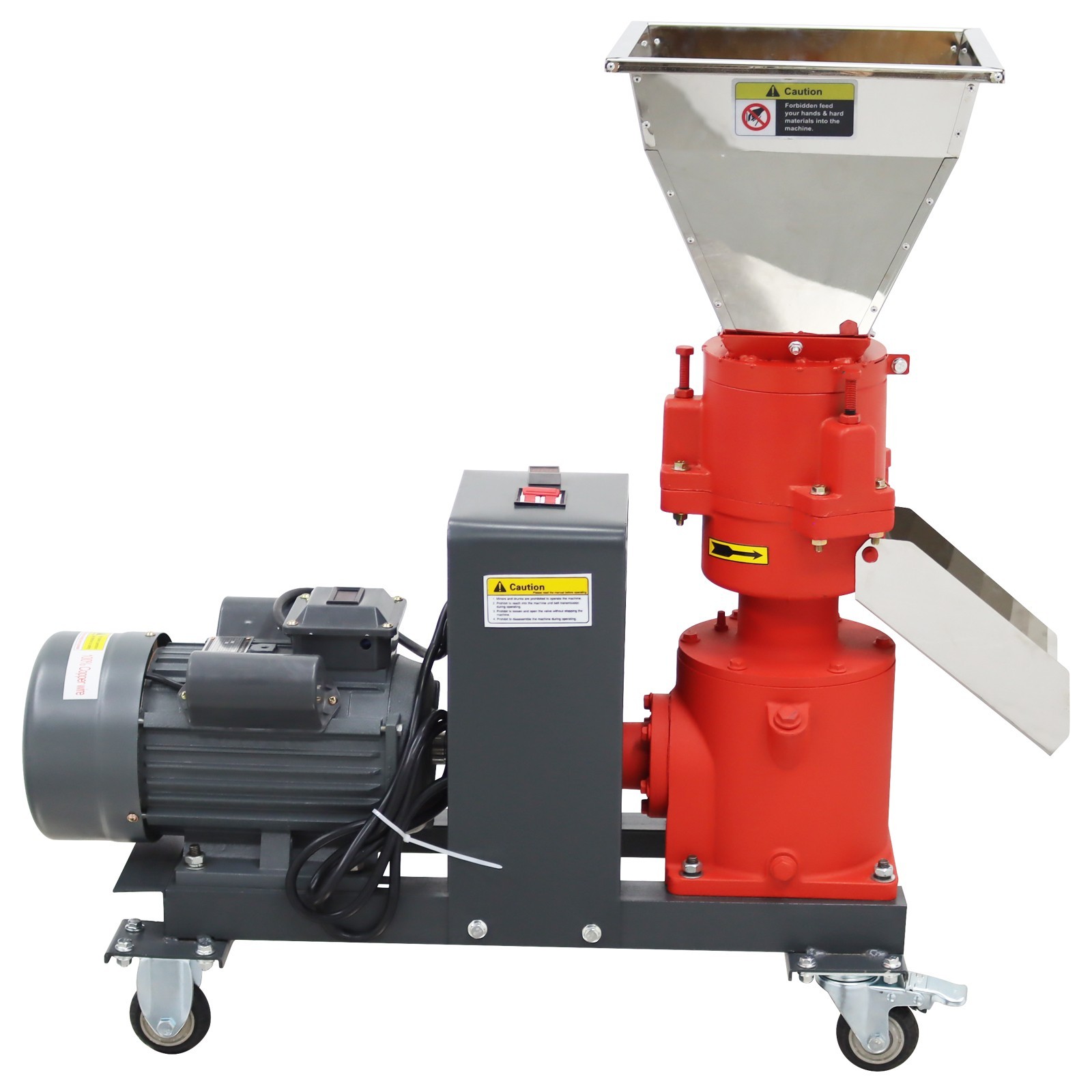 150kg/h Output 2.5mm Plate Animal Feed Pellet Mill Machine 220V 3-roller Head