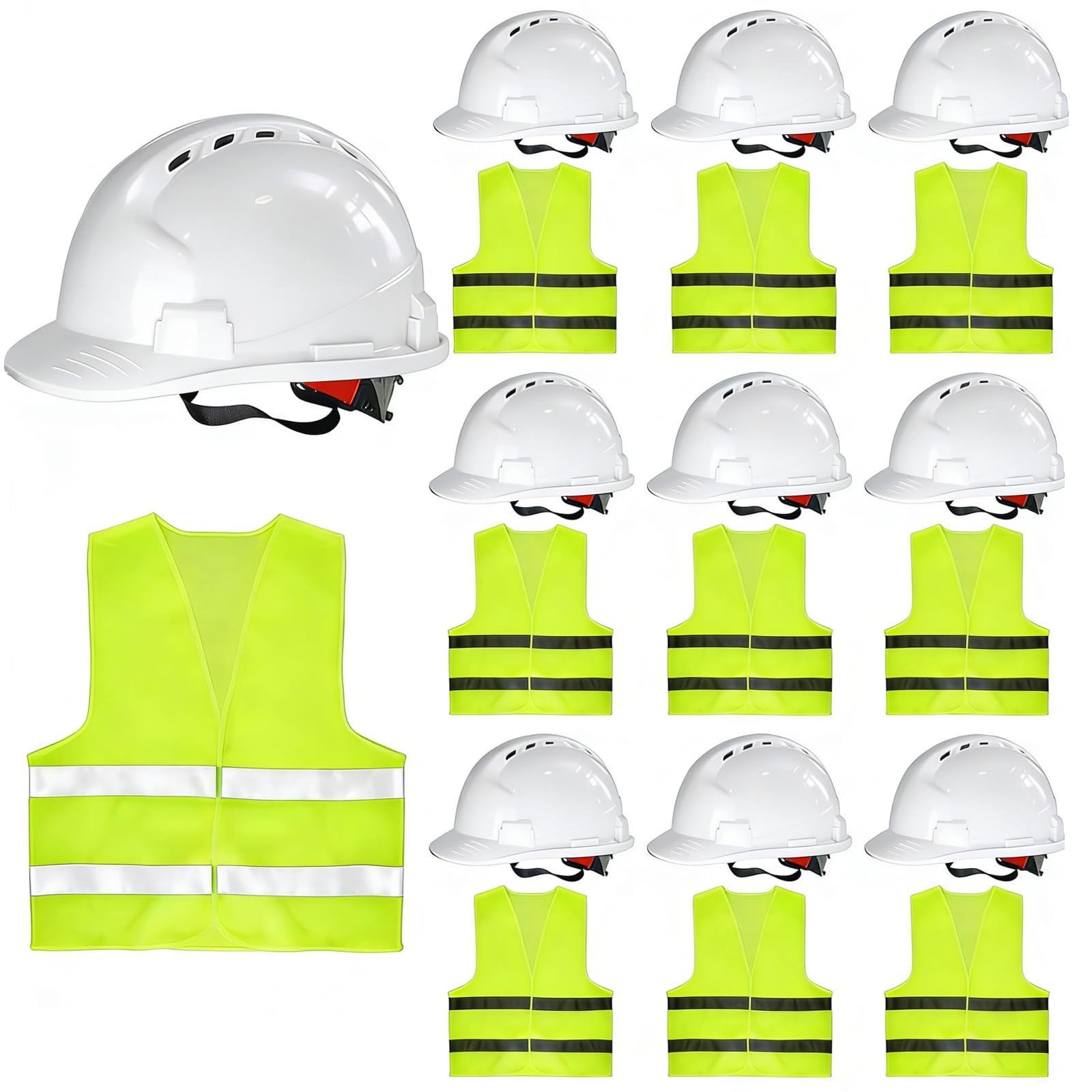 4 Pt. Suspension Hard Hat ABS Construction with Safety Vests 10 Pack – Head
