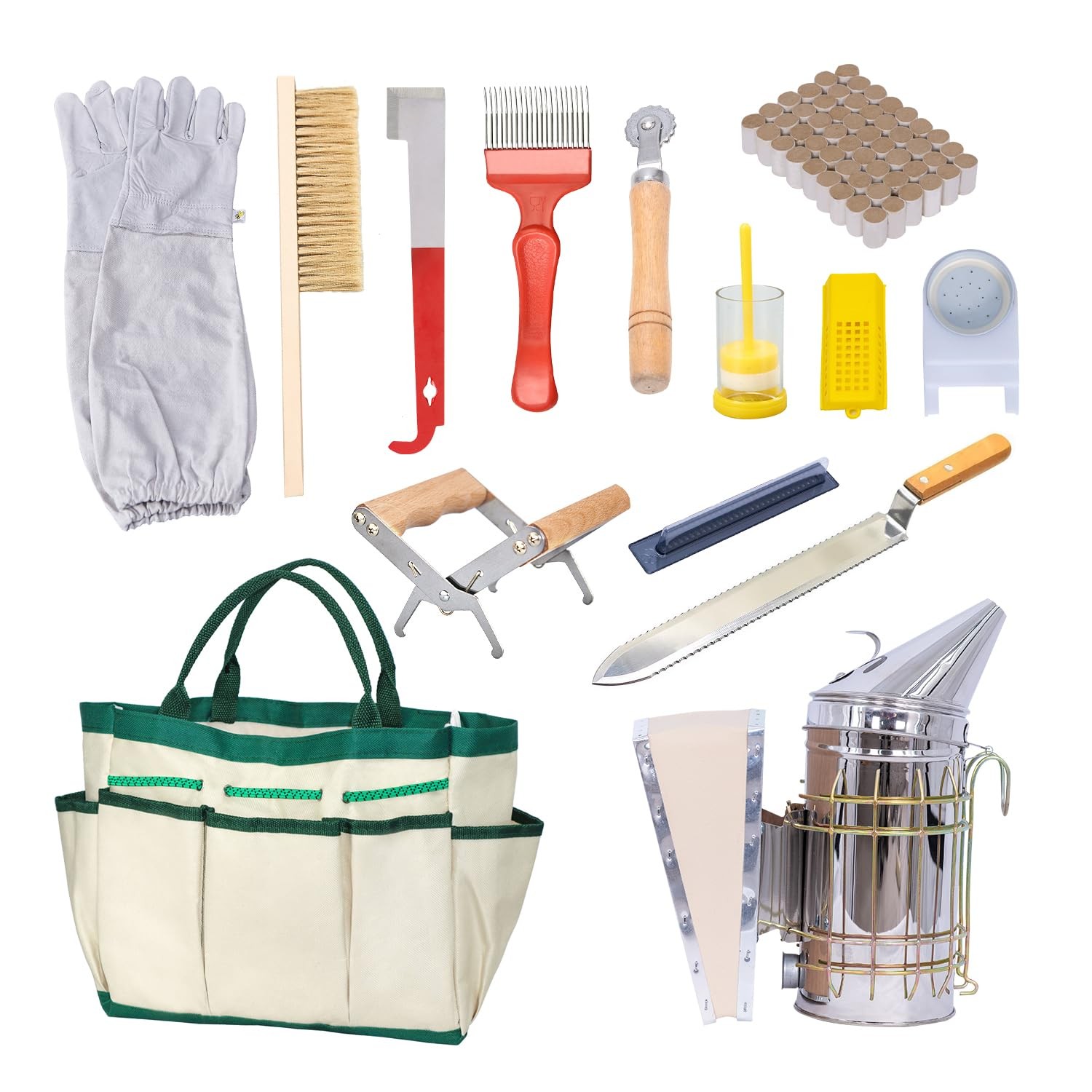 14 Pcs Beekeeping Tools w/ Bee Smoker,Beekeeping Supplies Bee Hives Starter Kit