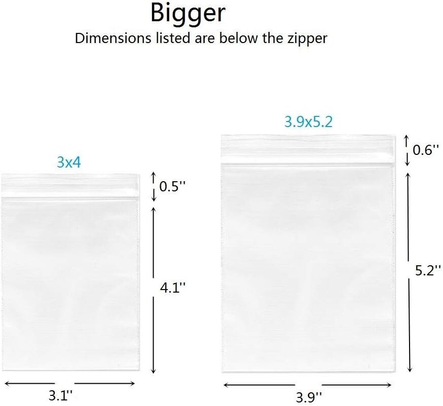 Clear Resealable Plastic Bags – 400 Pack, 4 Sizes, Perfect for Everyday Use