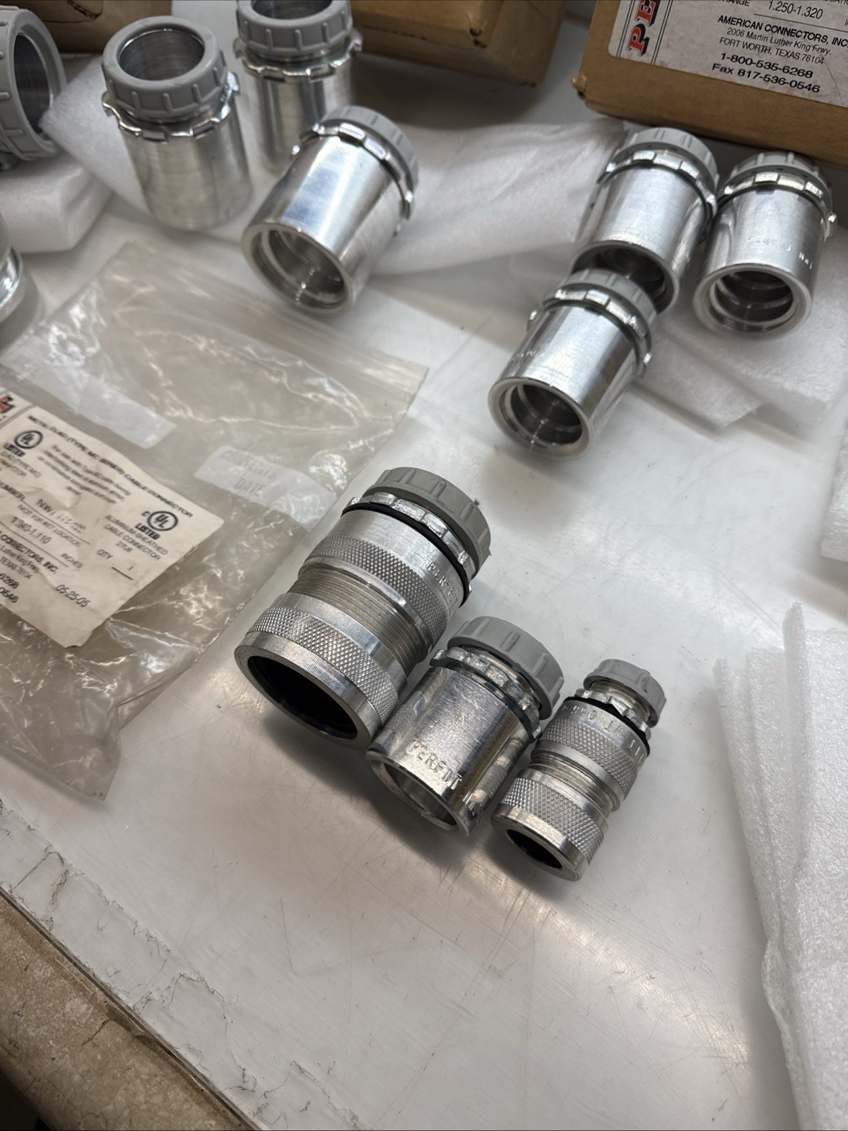 American Connectors Metal Clad Cable Connector Huge Mix Lot All New 14 Pcs