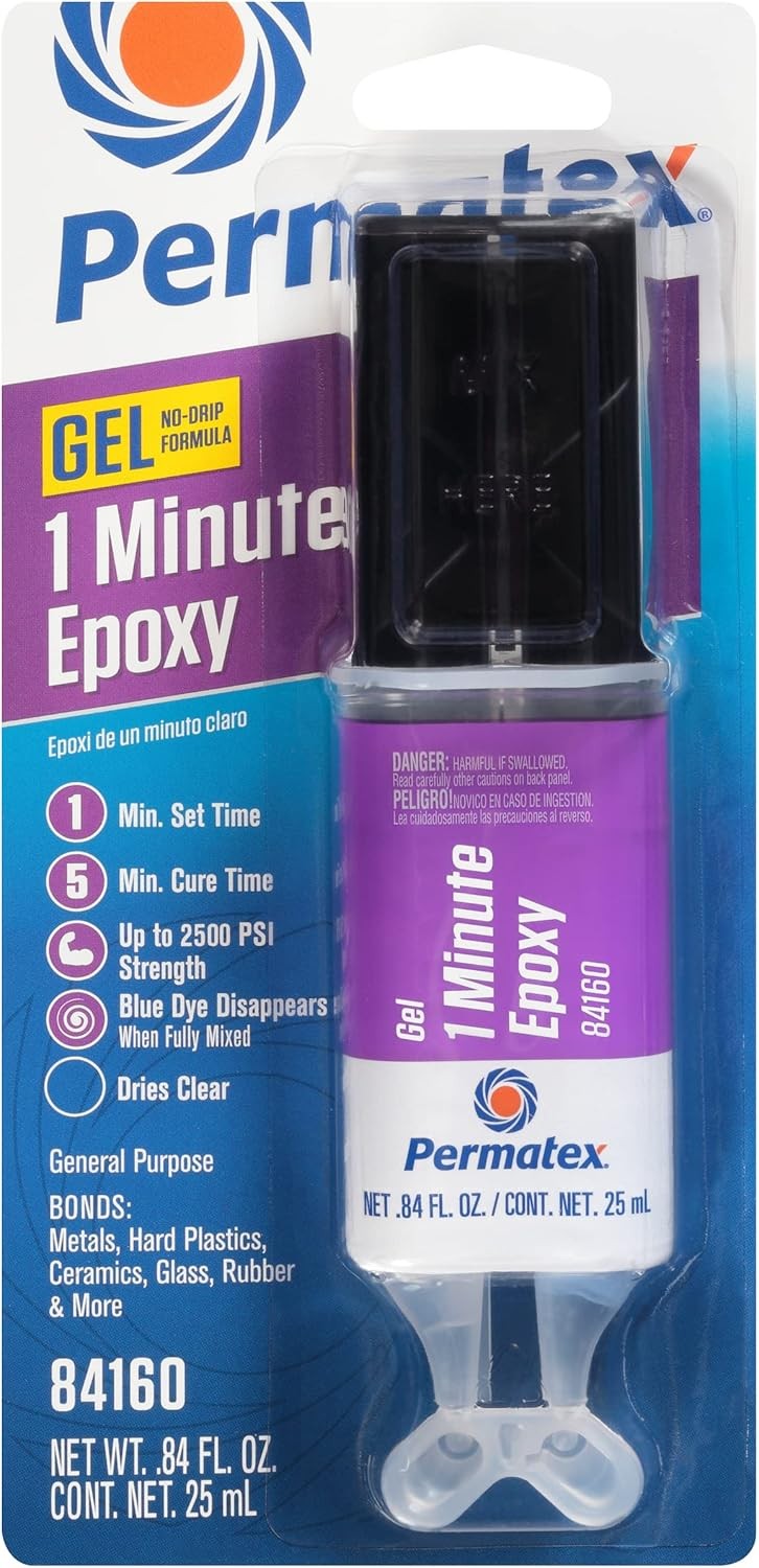 Permatex 84160 PermaPoxy 1 Minute General Purpose Epoxy, 0.84 Ounce, grey