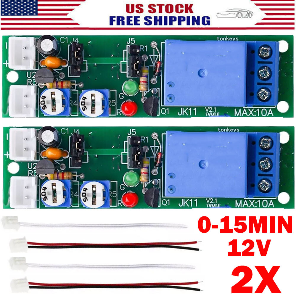 2x 12V Infinite Cycle Delay Time Timer Relay Turn ON OFF Switch Loop Modules US