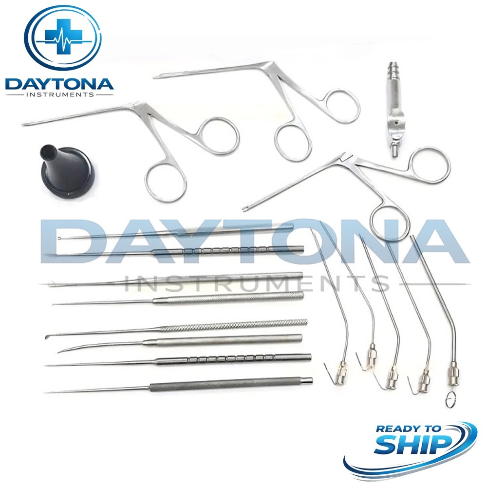 Myringotomy Instruments Set Of 15 PCs For ENT Myringoplasty Surgical Instruments
