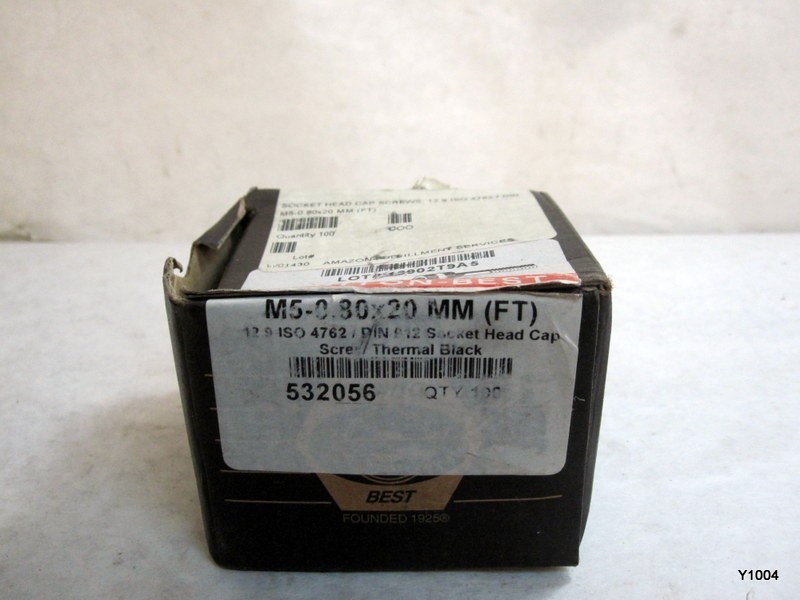 SOCKET HEAD CAP SCREWS, 12.9 ISO 4762 / DIN M5-0.80×20 MM (FT) 100pcs