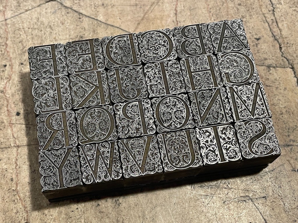Rare Decorative Ornate Antique Foundry Cast Initial Font Letterpress 48 Pt.
