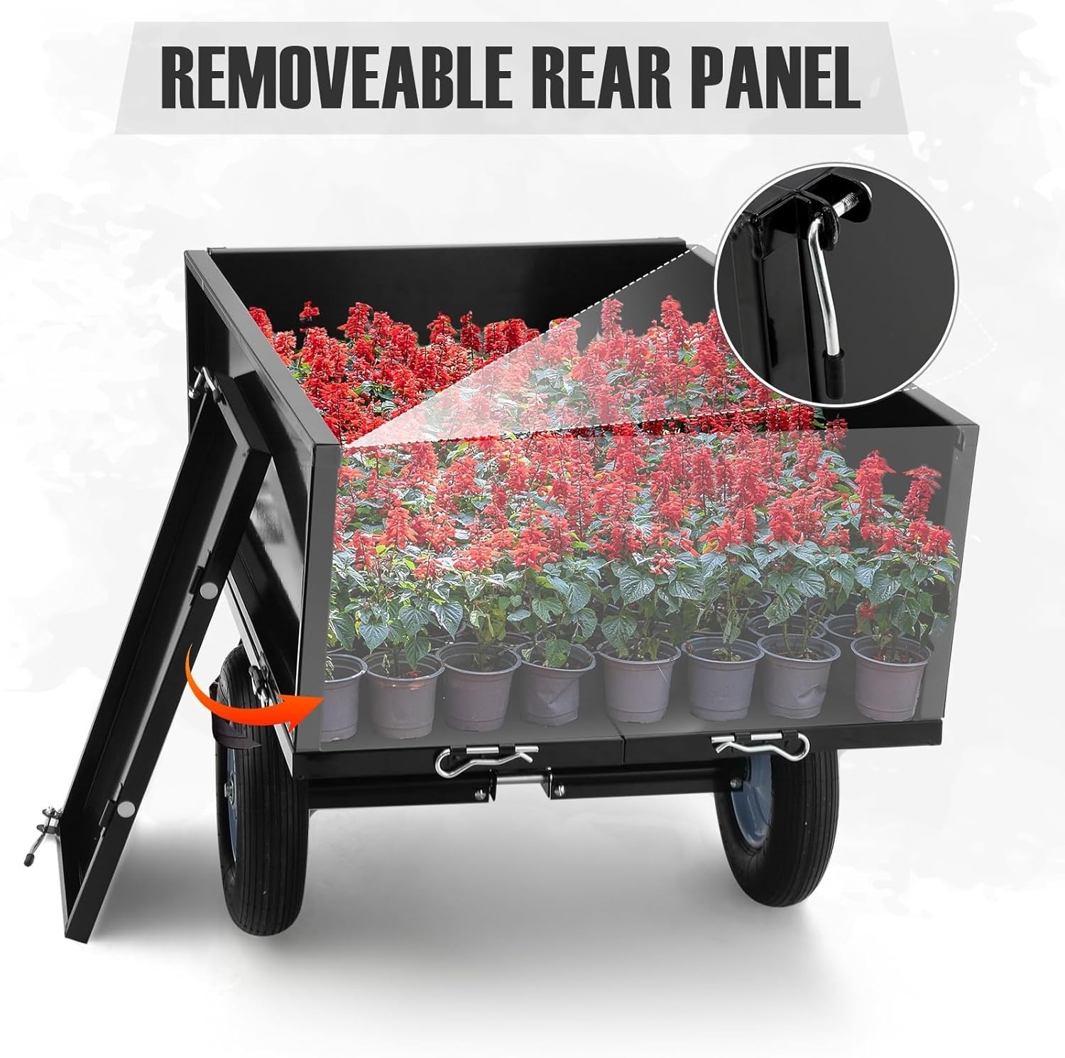 500LBS Heavy Duty Tow Behind ATV Trailer Dump Cart Pull Behind Yard Wagon Cart