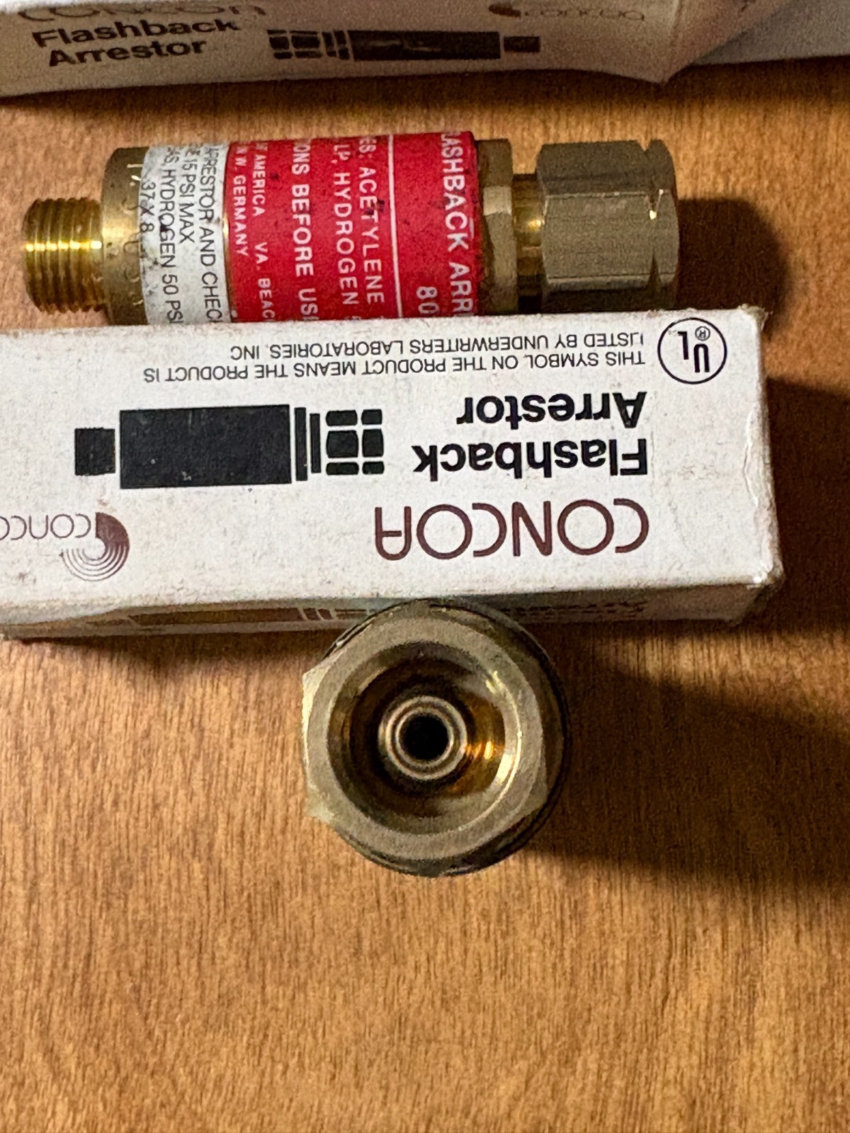 Pair of Concoa flashback arrestors, 8010539 , 8010536, oxygen acetylene unused
