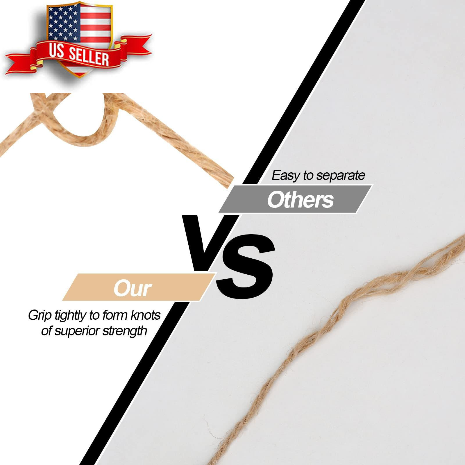 984 FT Natural Jute Twine, 3ply Thin Ribbon Hemp Twine,Yellow,From USA