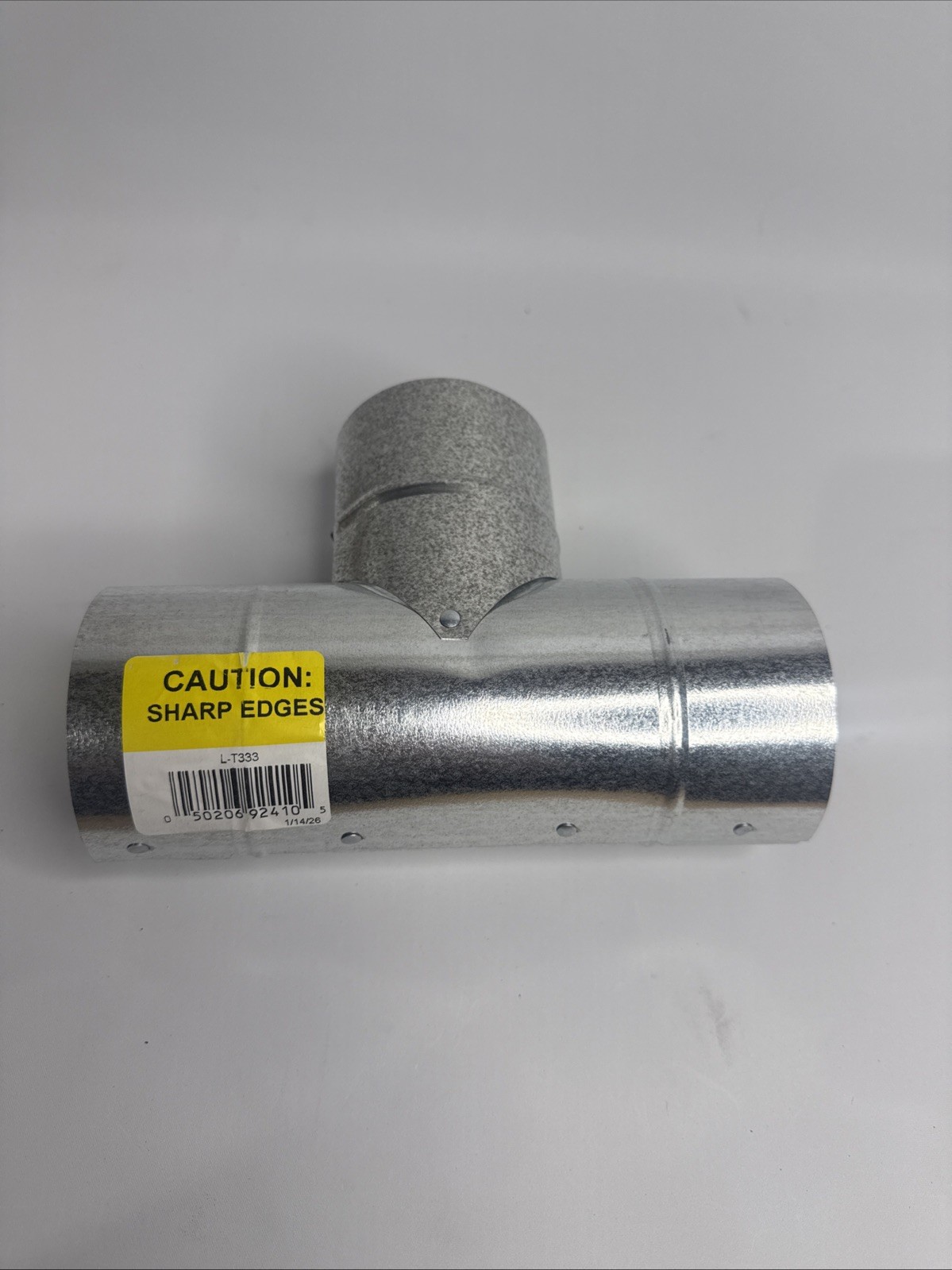 Master Flow Round Tee 3 Inch HVAC Duct Fitting Galvanized Steel Vent Connector