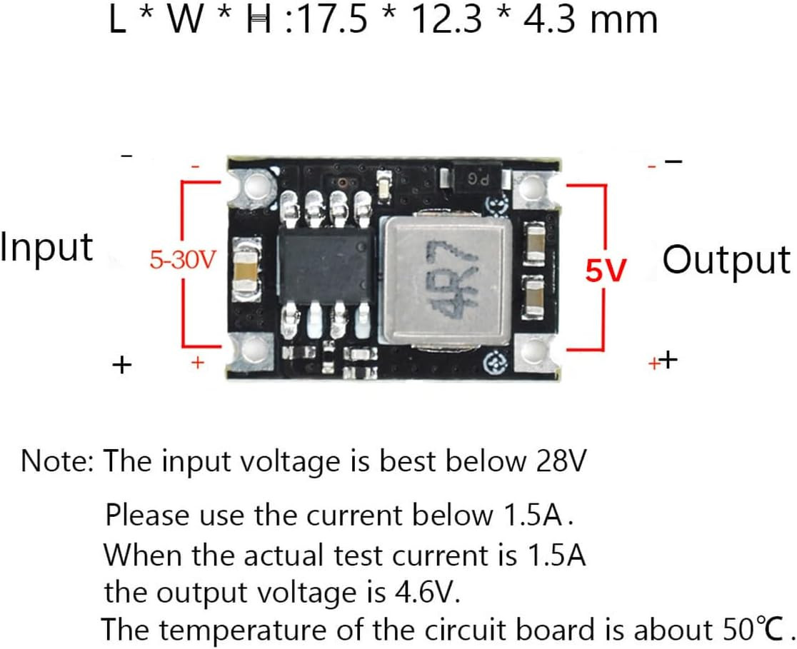 5V Regulator 6Pcs Mini Reducer DC 5-30V 12V 24V Buck to 5V Buck Converter Board