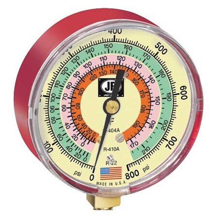 Jb Industries M2-825 Gauge, 3-1/8 In Dia, High Side, Red, 800 Psi