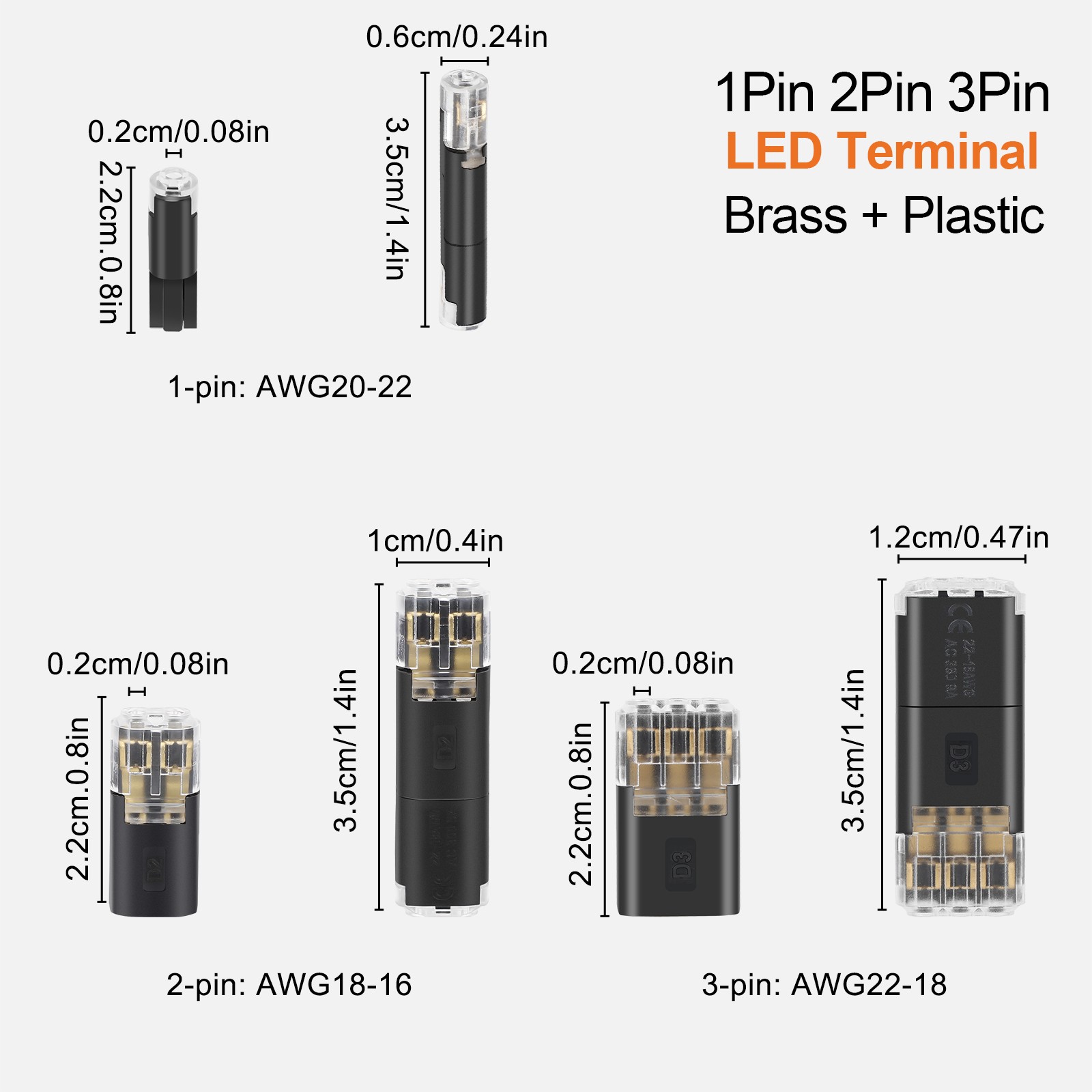 100PCS 1/2/3 Pin Plug-In Quick Wire Connectors Kit Reusable Clamp Terminal Block