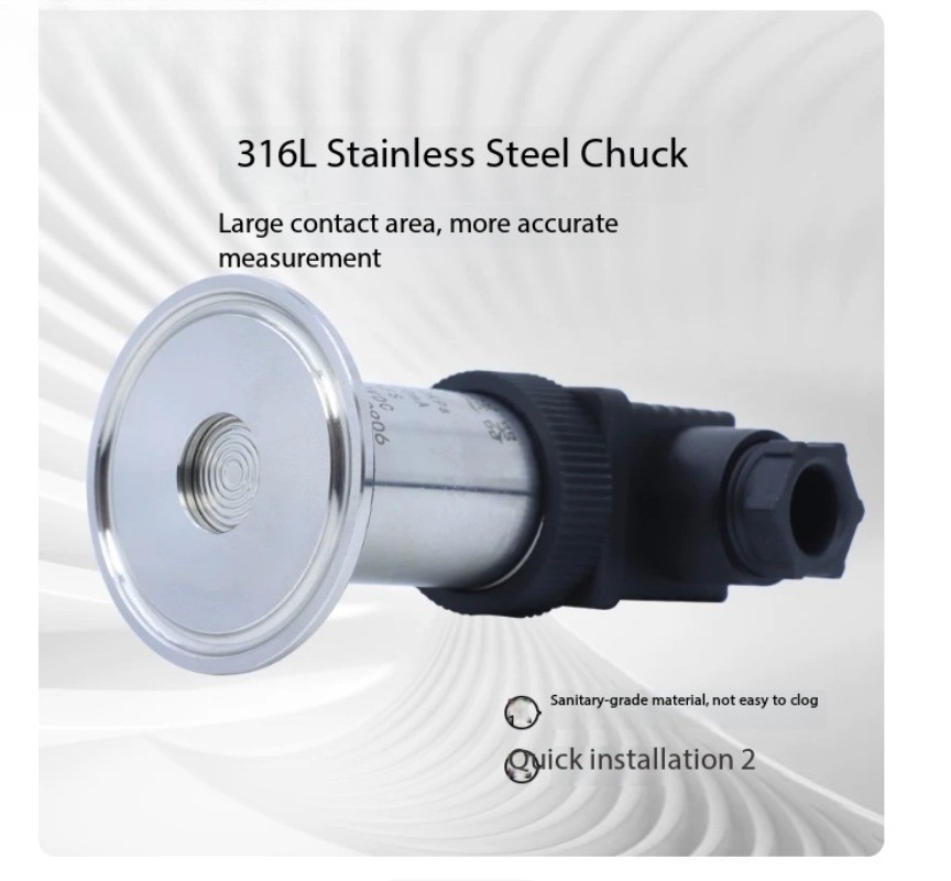 Sanitary Pressure Transmitter Flat Diaphragm Quick-Connect Chuck Pressure Sensor