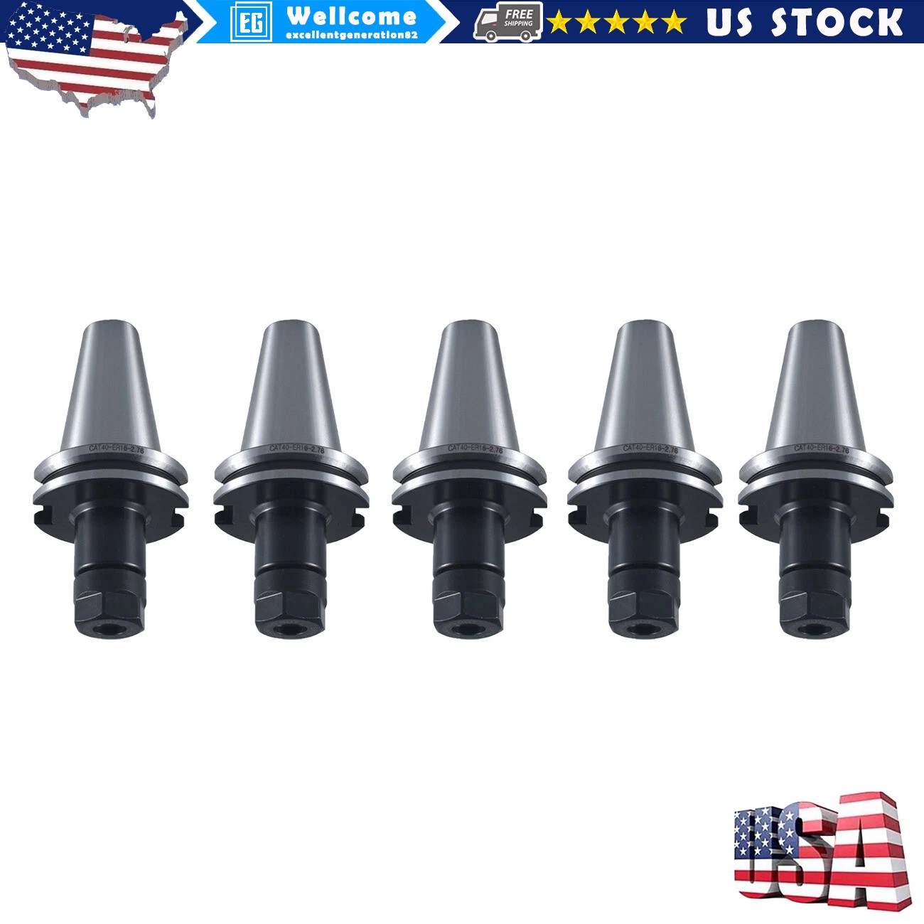 CAT40 ER16 2.76″ Collet Chuck Tool Holder Balanced G2.5 20000RPM 5PCS Lot