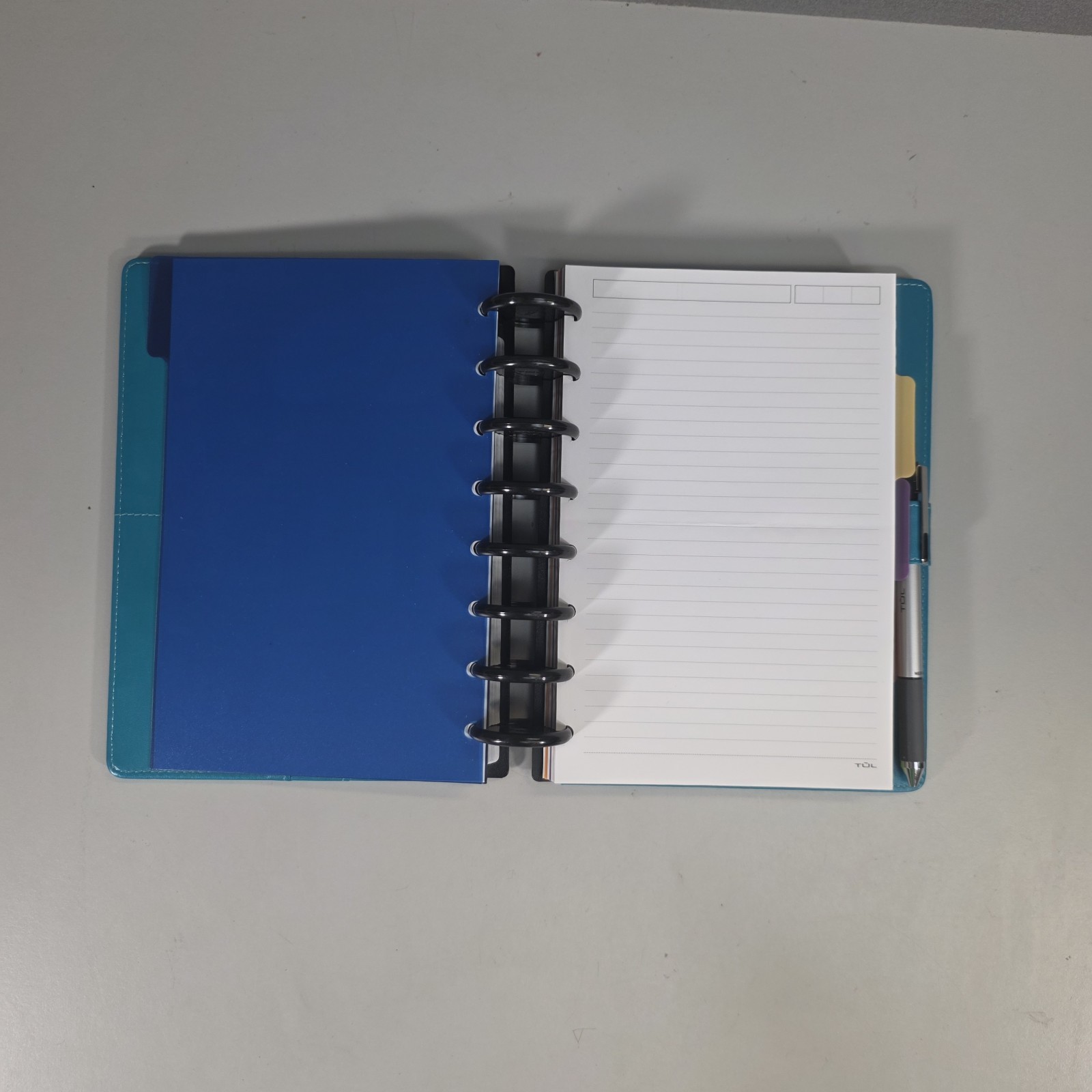 TUL Discbound Teal Junior Notebook With Smooth Leather Cover Pre-owned EUC