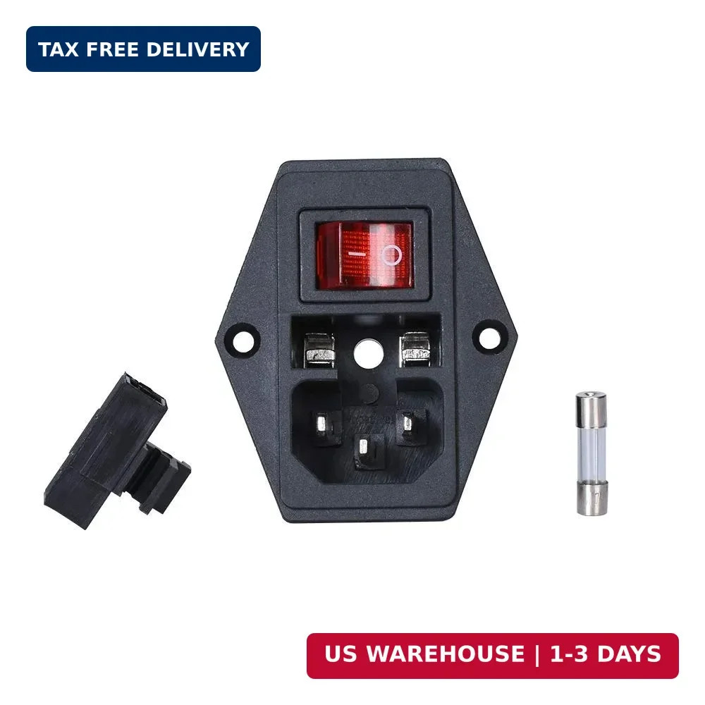 3Dman 15A 250V Rocker Switch On/Off Power Socket Inlet Module Plug 10A Fuse Swit