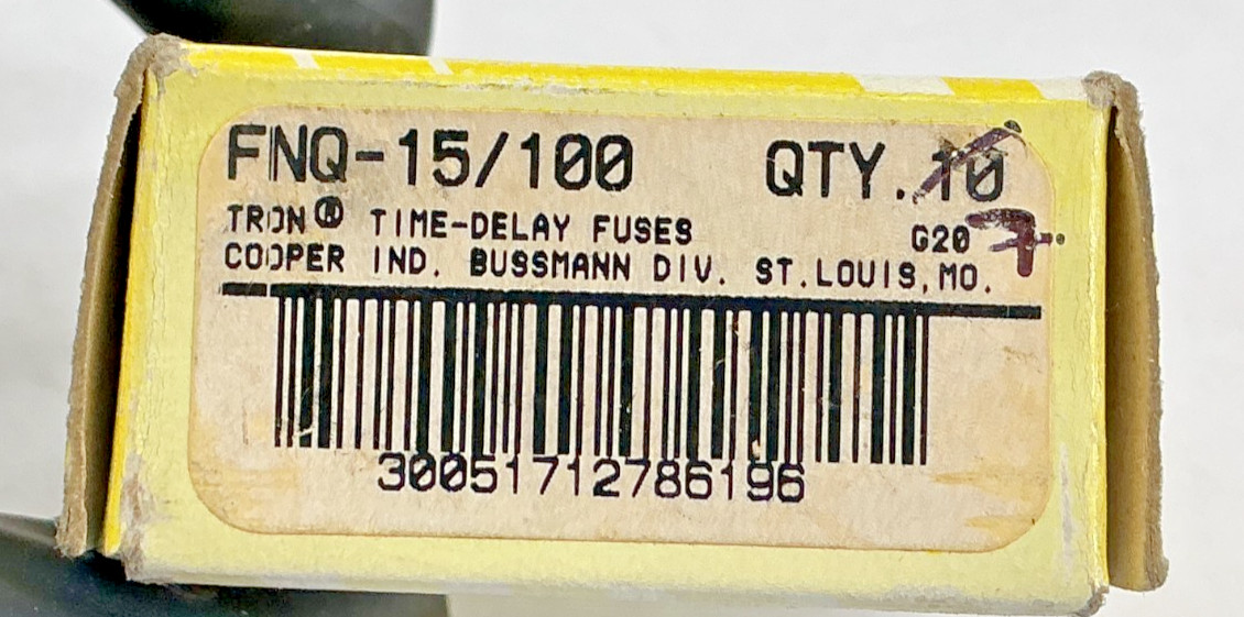Lot of 7 New Bussmann FNQ-15/100 TRON Time-Delay Fuse 15/100A 500V