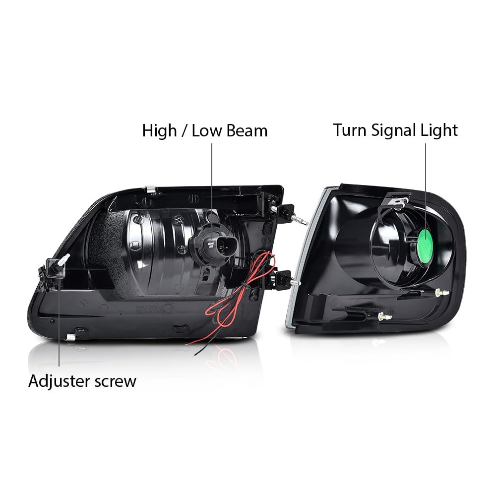LED Headlight Assembly for F150 1998-2003 Expedition 1997-2002 Smoke Lens Black