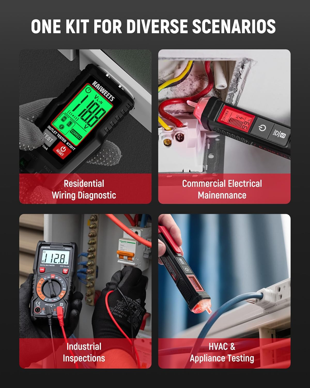Electrical Test Kit KIT01, Digital Multimeter, Smart Non-Contact Voltage Tester