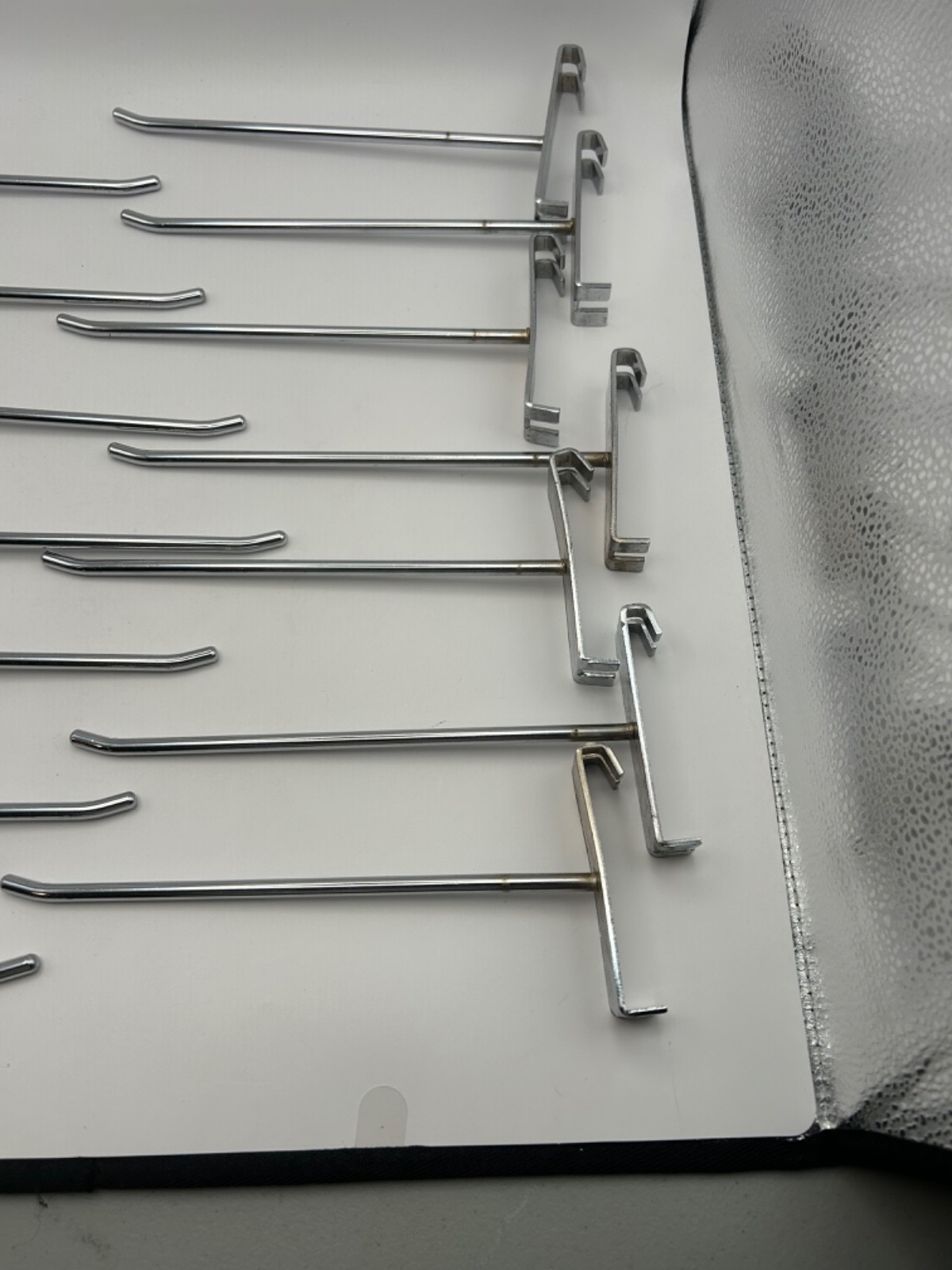 14 Chrome Retail Display Hooks Grid Wall Wire Panel Store Fixture Hook Hangers