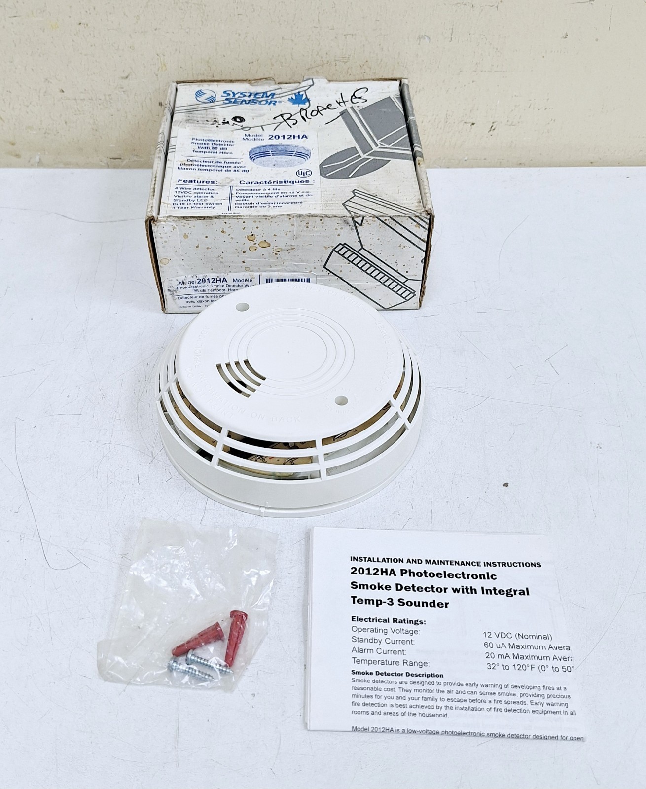 System Sensor 2012HA Photoelectronic Smoke Detector with 85 dB Temporal Horn
