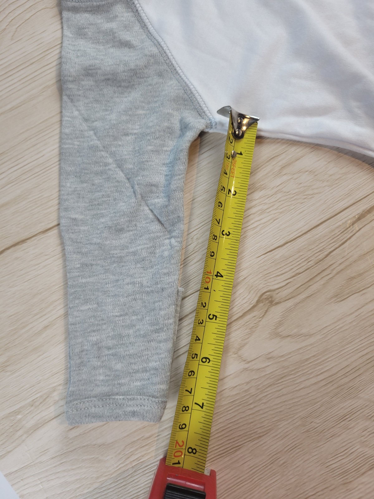 Baby One-Piece Raglan Sleep N Play blank– White/Gray Polyester Cotton 3-6 month