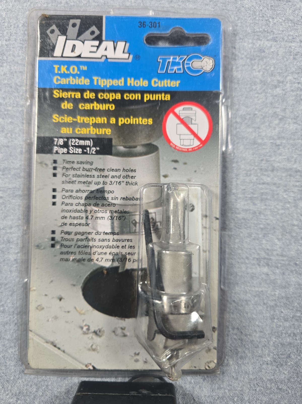 Ideal 36-301 7/8-Inch(22mm) Carbide Tipped Hole Cutter for 1/2-inch pipe 8A